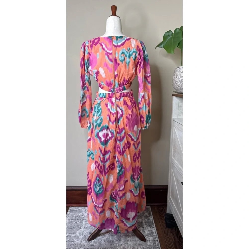 NWT Banjanan Camilla Ikat Floral Spice Midi Dress Multicolor Size Medium - Picture 8 of 11
